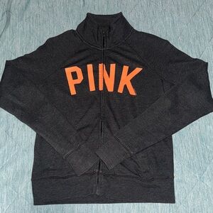 Victoria's Secret Pink Gray Full Zip Jacket with Bright Orange Accent, Size XS!